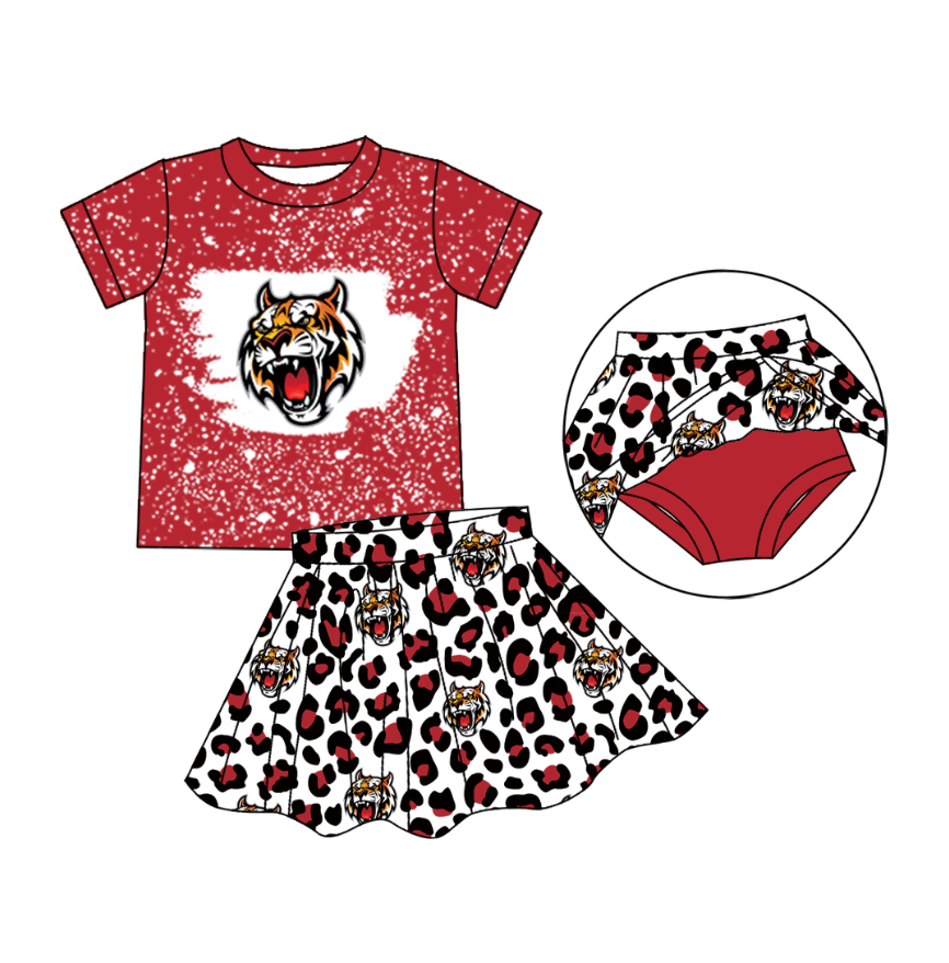 (Custom Design Preorder MOQ 5 Each Design) Team's Tiger Leopard Print Kids Summer Matching Clothes Sibling Wear