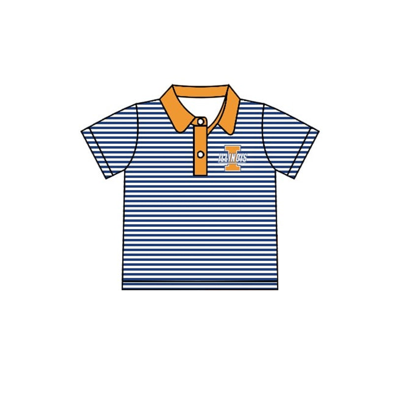 (Custom Design Preorder MOQ 5)  Team's I Stripes Print Boys Summer Polo Tee Shirts Top