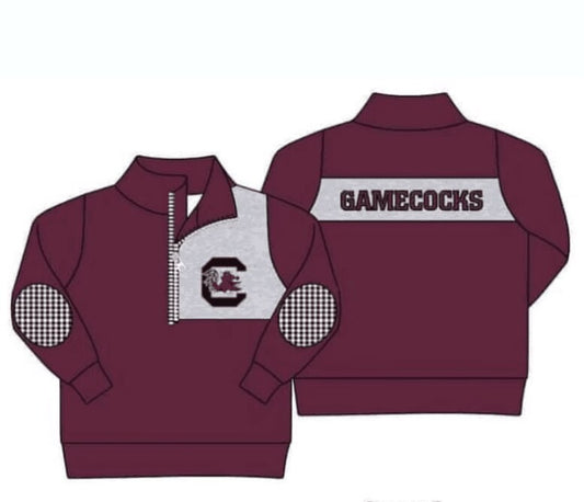 (Custom Design MOQ 5)Boys wine football team's long sleeve zipper pullover shirts