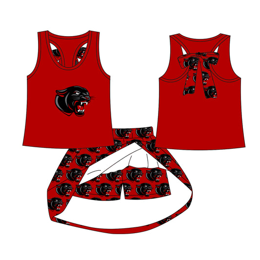 (Custom Design Preorder MOQ 5) Team's Wildcat Red Top Skirts Shorts Girls Clothes Sets