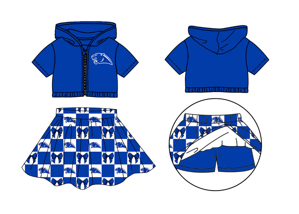 (Custom Design Preorder MOQ 5 Each Color) Team's Greenbrier Bows Plaid Print Girls Summer Clothes Sisters Matching Wear