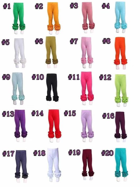 (Custom Design Preorder MOQ 5 Each Color) #1-5 Colors Cotton Girls Bottom Icing Legging Pants