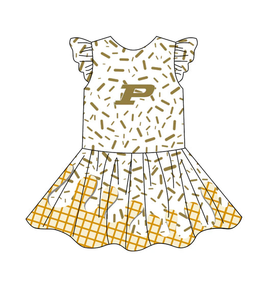 (Custom Design Preorder MOQ 5) Team's P Sprinkles Print Girls Summer Knee Length Dress