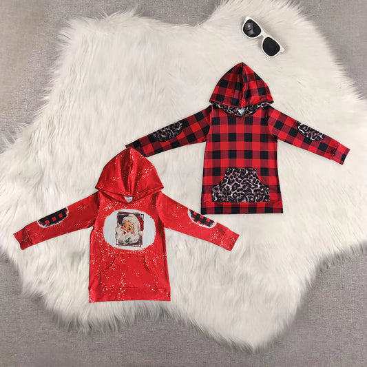 2 Print Christmas Hoodie Top Sibling Wear