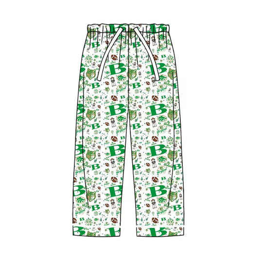 (Custom Design Preorder MOQ 5) Team's Green Print Adult Pajamas Pants