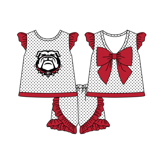 (Custom Design Preorder MOQ 5) Team's Dog Print Girls Summer Clothes Set