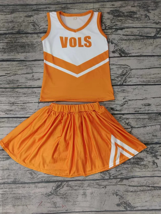 (Custom Design Preorder MOQ 5)  Team's TENNESSEE Vols Print Girls Skirts Clothes Set