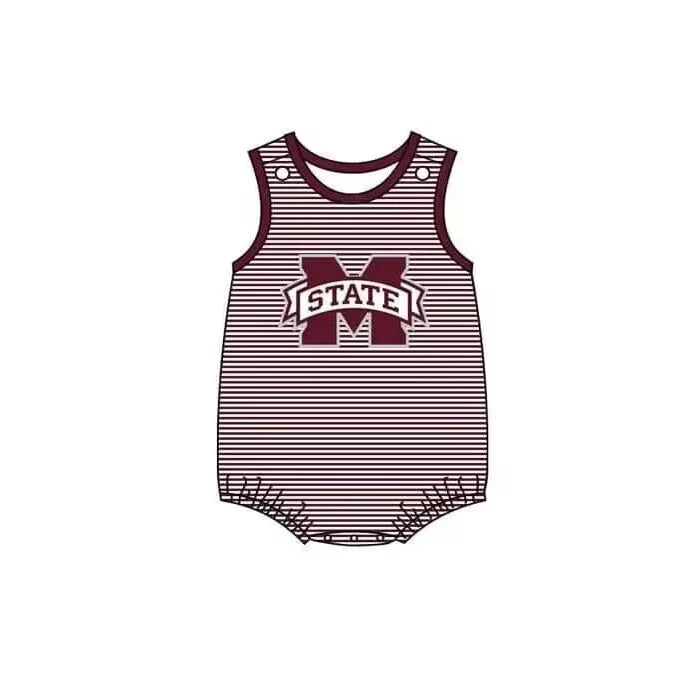 (Custom Design Preorder MOQ 5) Team's Mississippi State Print Baby Boys Summer Romper