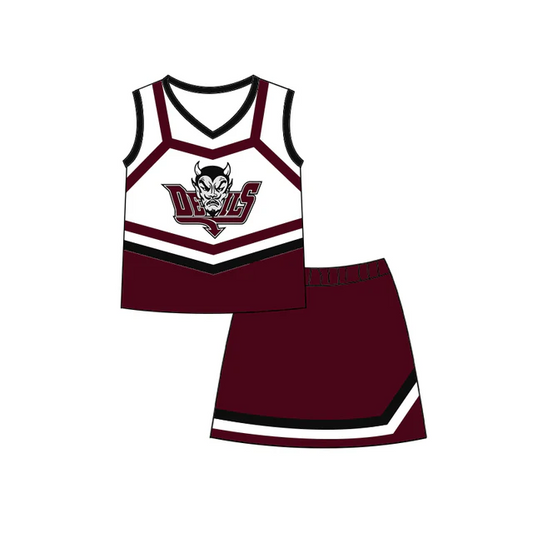 (Custom Design Preorder MOQ 5) Team's DEILS Wine Top Skirts Shorts Girls Summer Clothes Sets