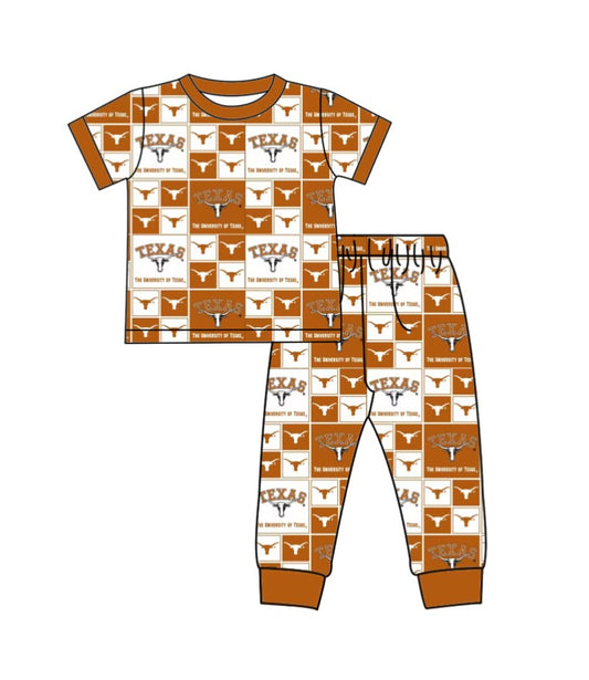 (Custom Design Preorder MOQ 5) Team's TEXAS Print Kids Pajamas Clothes Set