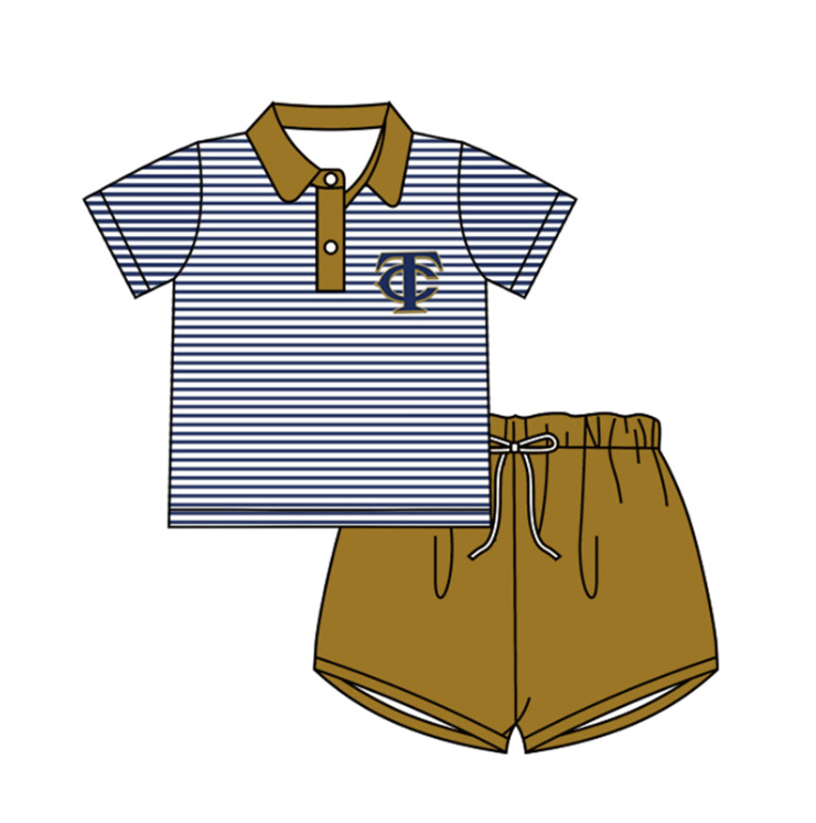 (Custom Design Preorder MOQ 5) Team's TC Print Polo Top Boys Summer Clothes Set