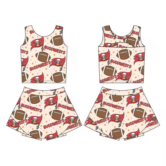 (Custom Design Preorder MOQ 5) Team's BUGG Football Print Shorts Skirts Girls Summer Yoga Clothes Set