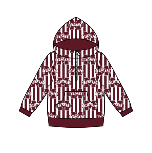 (Custom Design Preorder MOQ 5 Each Design) Team's Mississippi Print Hoodie Zipper Top Mom and Me Matching Clothes