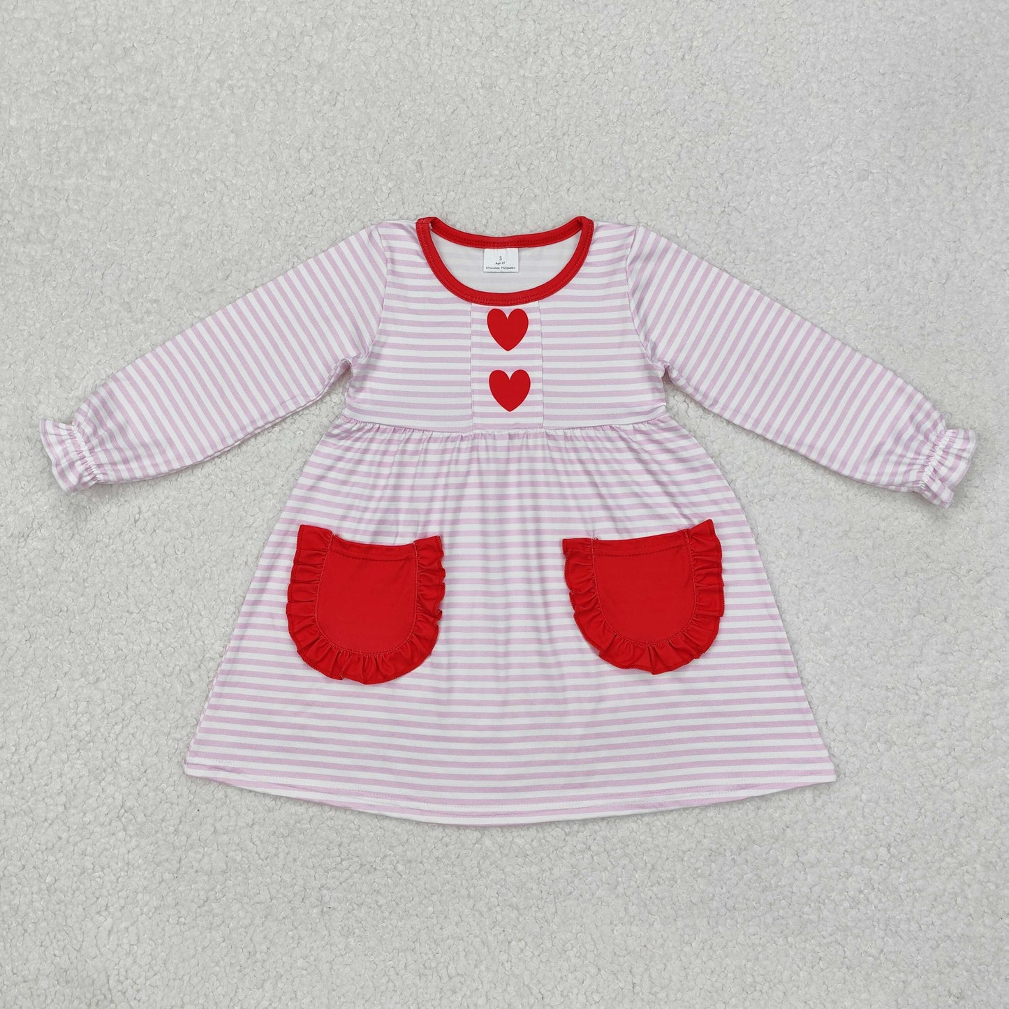 Heart Pink Stripes Print Sisters Valentine's Day Matching Clothes