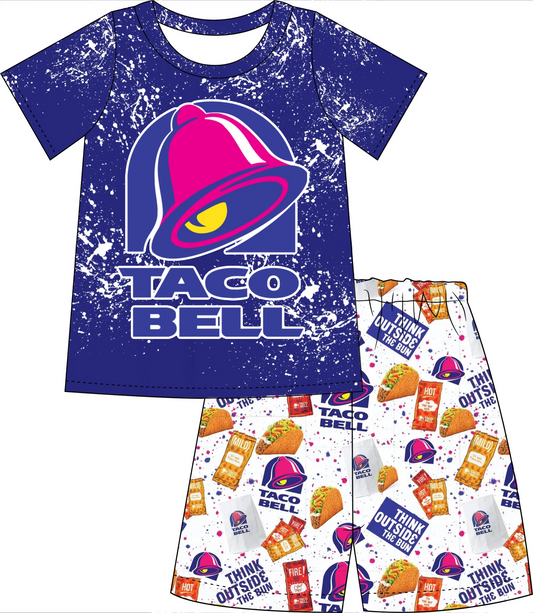 (Custom Design Preorder MOQ 5) Taco Print Boys Summer Clothes Set