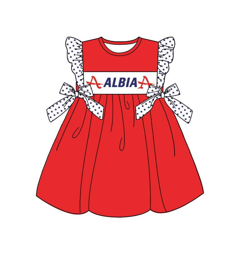 (Custom Design Preorder MOQ 5) Team's ALBIA Print Girls Knee Length Dress