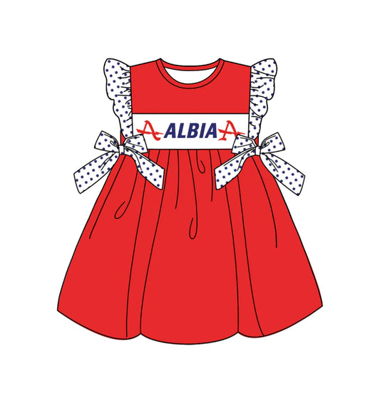 (Custom Design Preorder MOQ 5) Team's ALBIA Print Girls Knee Length Dress