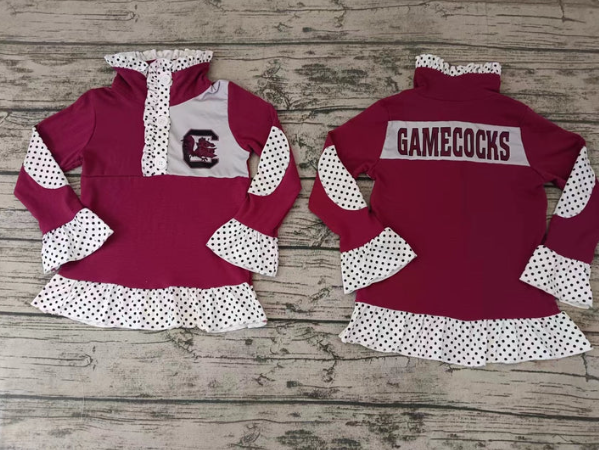 (Custom Design Preorder MOQ 5) Team's GAMECOCKS Print Girls Pullover Tee Shirts Top