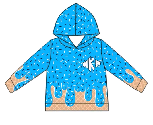(Custom Design Preorder MOQ 5 Each Item)Team's K Blue Sprinkles Print Hoodie Top Mom and Me Matching Clothes