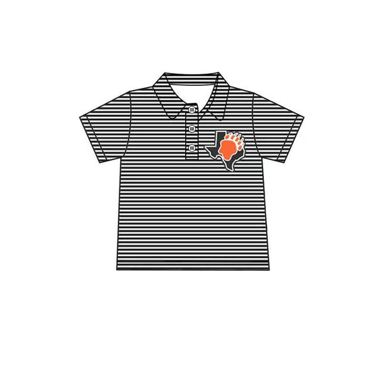 (Custom Design Preorder MOQ 5 Each Item)Team's PAW Black Stripes Print Polo Top Mom and Me Matching Clothes