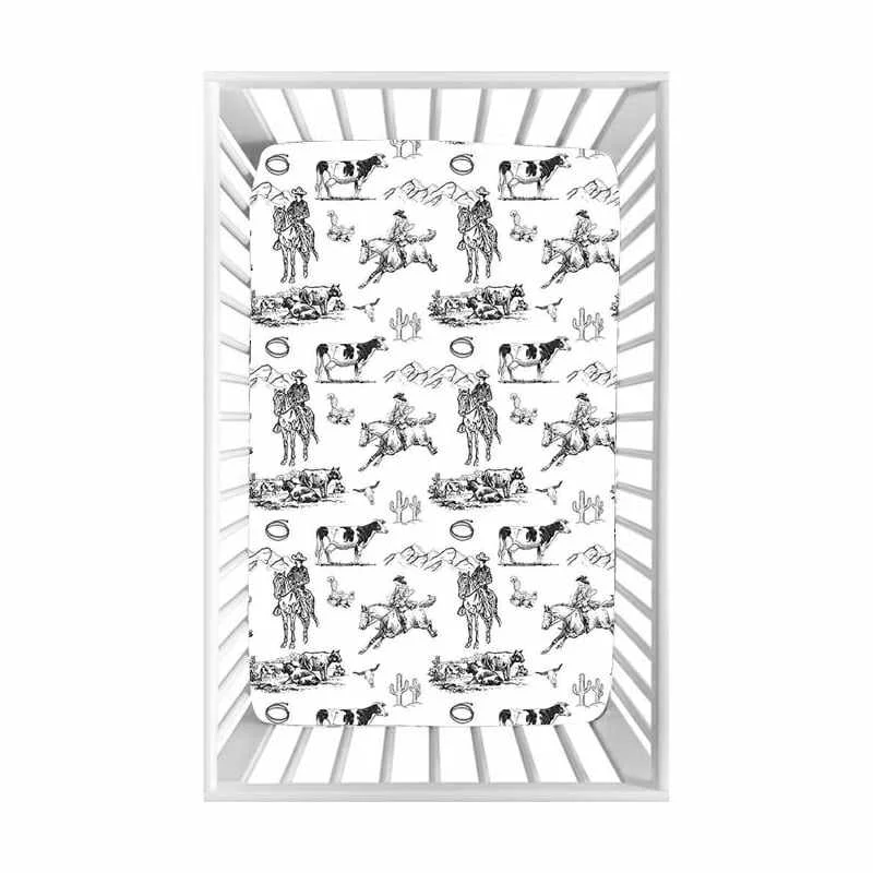 (Custom Design Preorder MOQ 5 ) Cowboy Western Print Baby Boys Bed Sheets