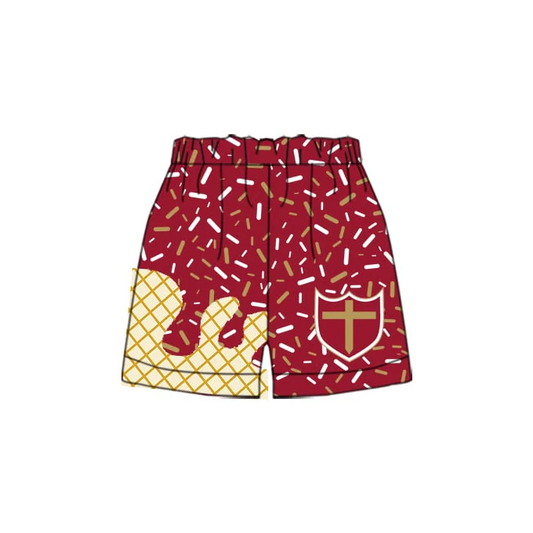 (Custom Design Preorder MOQ 5) Team's Shield Wine Kids Bottom Shorts