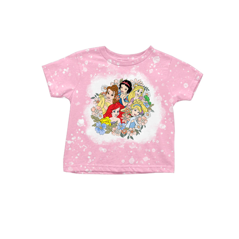 (Custom Design Preorder MOQ 5) Cartoon Princess Flowers Top Stripes Jeans Girls Clothes Set