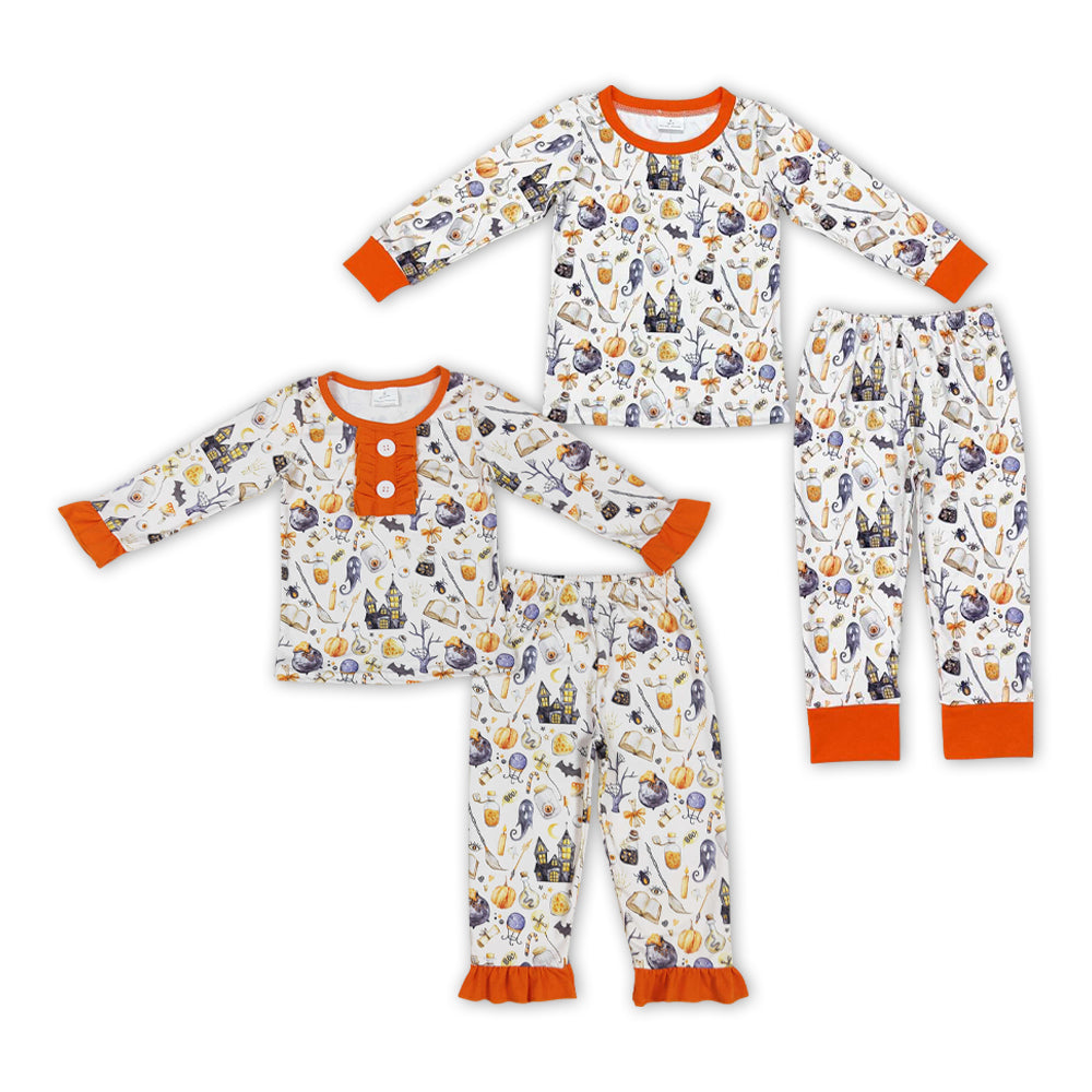 Pumpkin Halloween Design Sibling Matching Pajamas Clothes