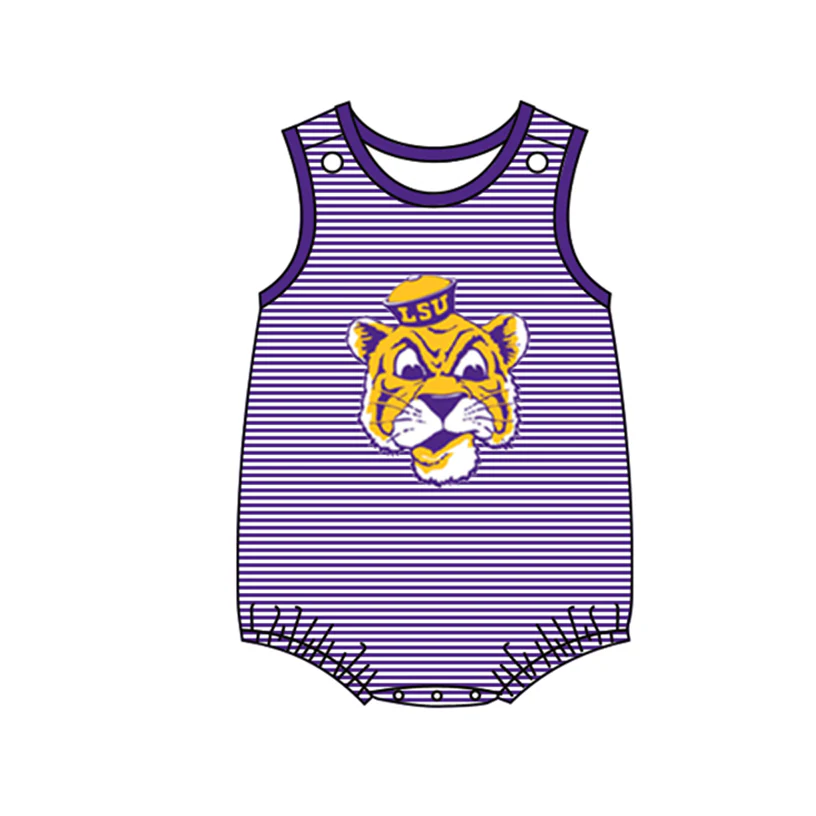 (Custom Design Preorder MOQ 5) Team's LSU TIGERS Print Baby Boys Summer Romper