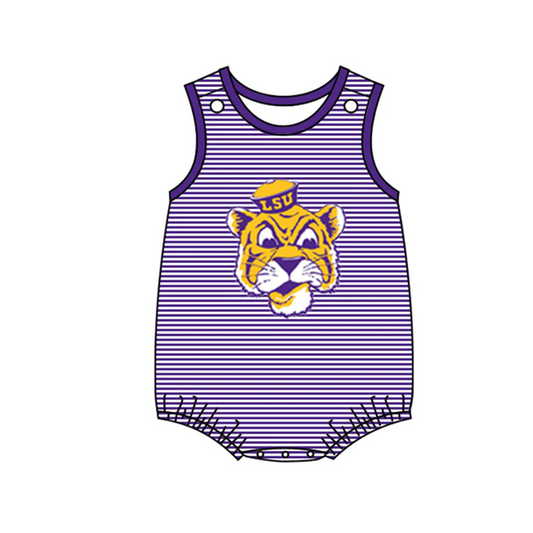 (Custom Design Preorder MOQ 5) Team's LSU TIGERS Print Baby Boys Summer Romper