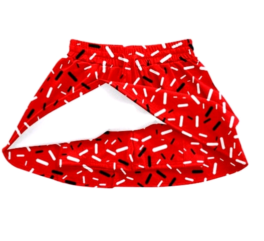 (Custom Design Preorder MOQ 5 Each Item) Team's Red Sprinkles Print Summer Bottom Skirts Shorts Mom and Me Matching Clothes