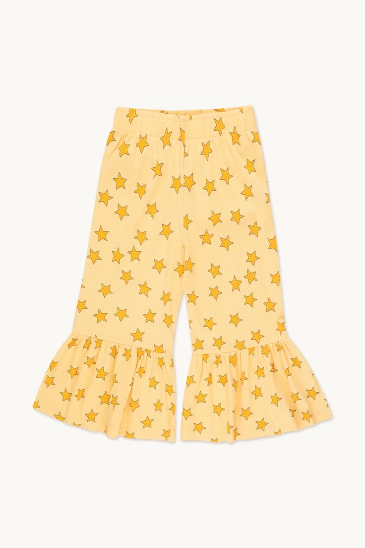 (Custom Design Preorder MOQ 5) Stars Yellow Print Girls Bell Bottom Pants