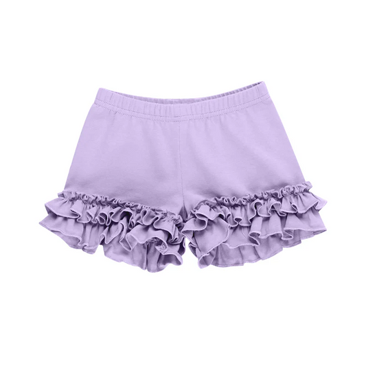 (Custom Design Preorder MOQ 5 ) Purple Color Girls Summer Bottom Ruffle Shorts
