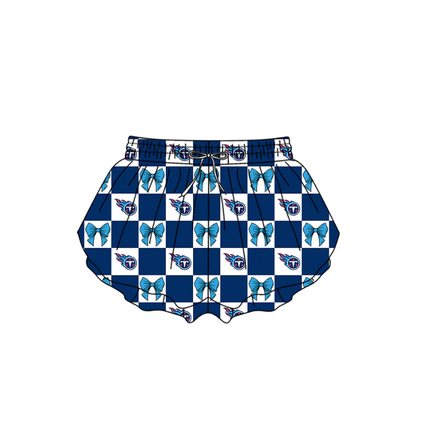 (Custom Design Preorder MOQ 5 Each Color) Team's Tennessee Titans Bows Plaid Print Girls Summer Clothes Sisters Matching Wear