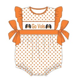 (Custom Design Preorder MOQ 5) Team's GO VOLS Print Baby Girls Summer Romper