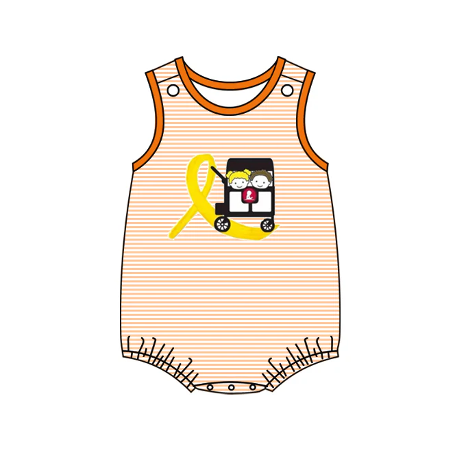 (Custom Design Preorder MOQ 5) Cancer Ribbons Stripes Print Baby Boys Summer Romper