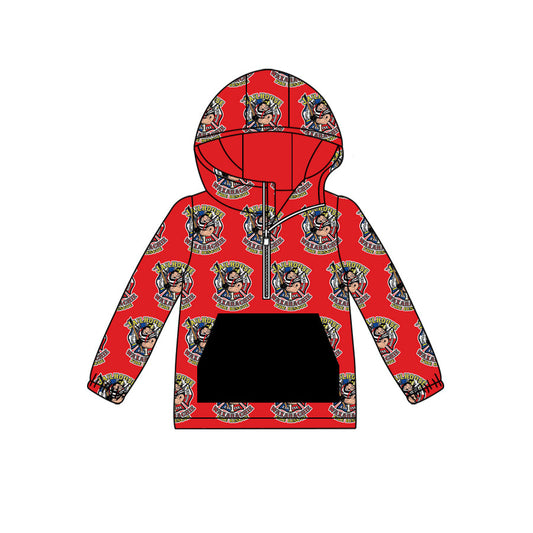 (Custom Design Preorder MOQ 5) JAILHOUSE WAXAHACHIE Red Print Kids Fall Zipper Hoodie Top