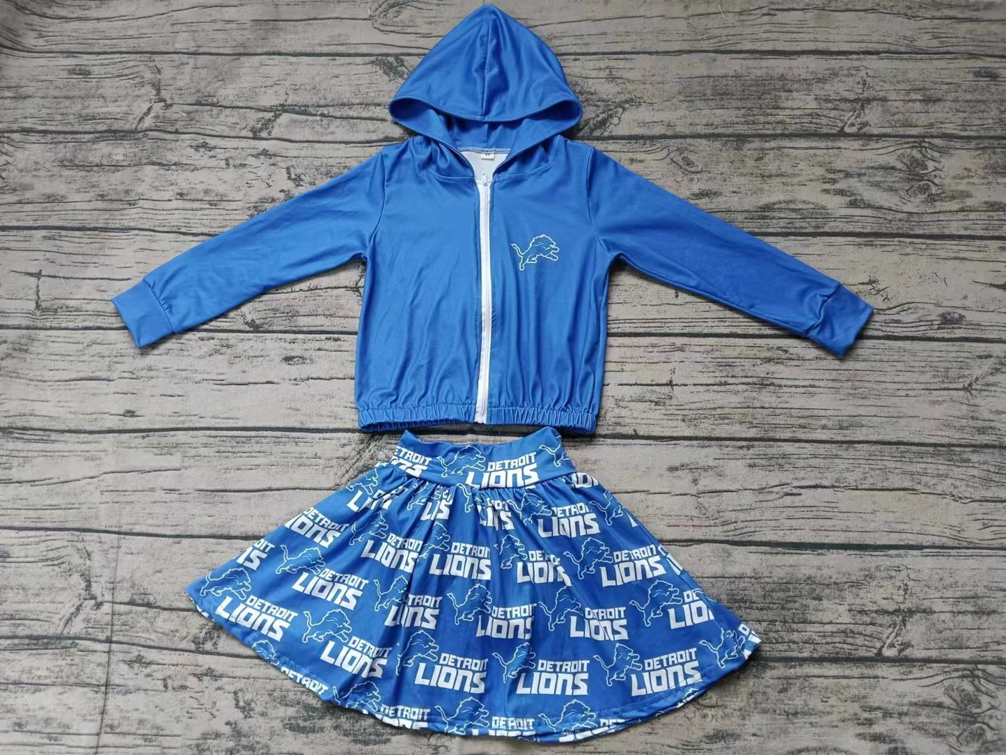 (Custom Design Preorder MOQ 3) Team's Detroit Lions Print Skirts With Shorts Girls Clothes Sets