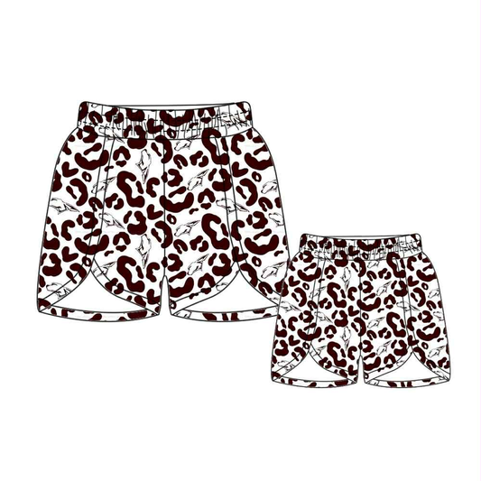 (Custom Design Preorder MOQ 5 Each Item) Team's Ralls ISD Leopard Print Summer Bottom Shorts Mom and Me Matching Clothes