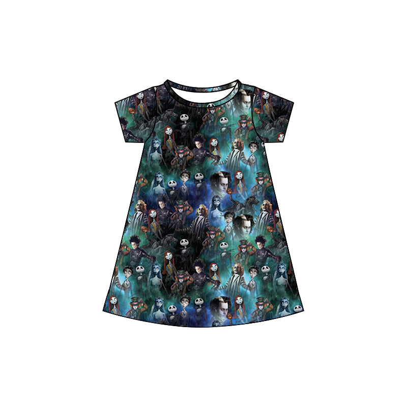 (Custom Design Preorder MOQ 5)  Adult Movie Characters Print Woman Summer Knee Length Dress