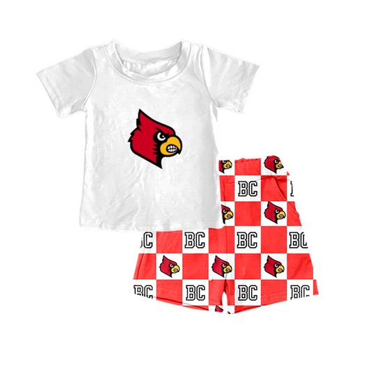 (Custom Design Preorder MOQ 5)  Team's BC Bird Print Boys Summer Clothes Set