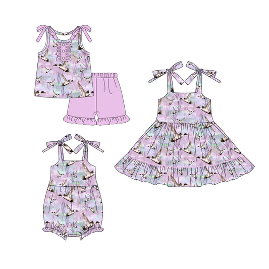 5.23(Custom Design Preorder MOQ 5 Each Design) Duck Print Girls Summer Matching Clothes Sisters Wear