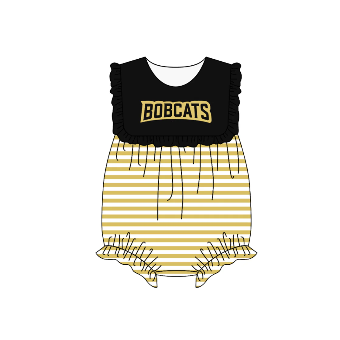 (Custom Design Preorder MOQ 5) Team's BOBCATS Print Baby Girls Summer Bubble Romper