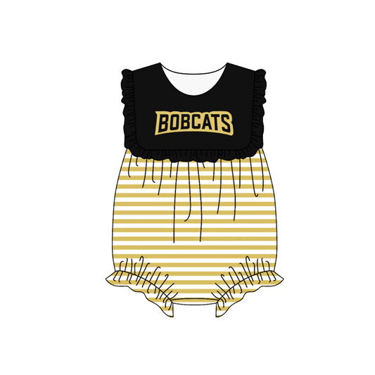 (Split Order Preorder) Deadline Feb.6 Team's BOBCATS Print Baby Girls Summer Bubble Romper