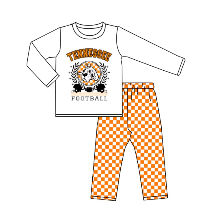 (Custom Design Preorder MOQ 5)  Team's Orange T Print Boys Clothes Set