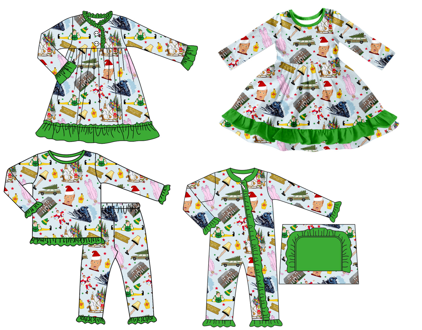 7.16(Custom Design Preorder MOQ 5 Each Design) Movie Characters Print Girls Christmas Matching Clothes Sisters Wear