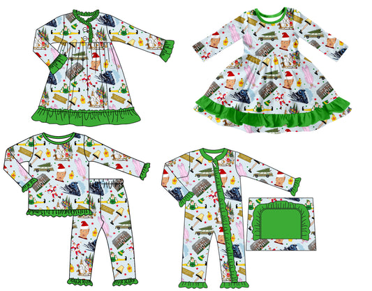 7.16(Custom Design Preorder MOQ 5 Each Design) Movie Characters Print Girls Christmas Matching Clothes Sisters Wear