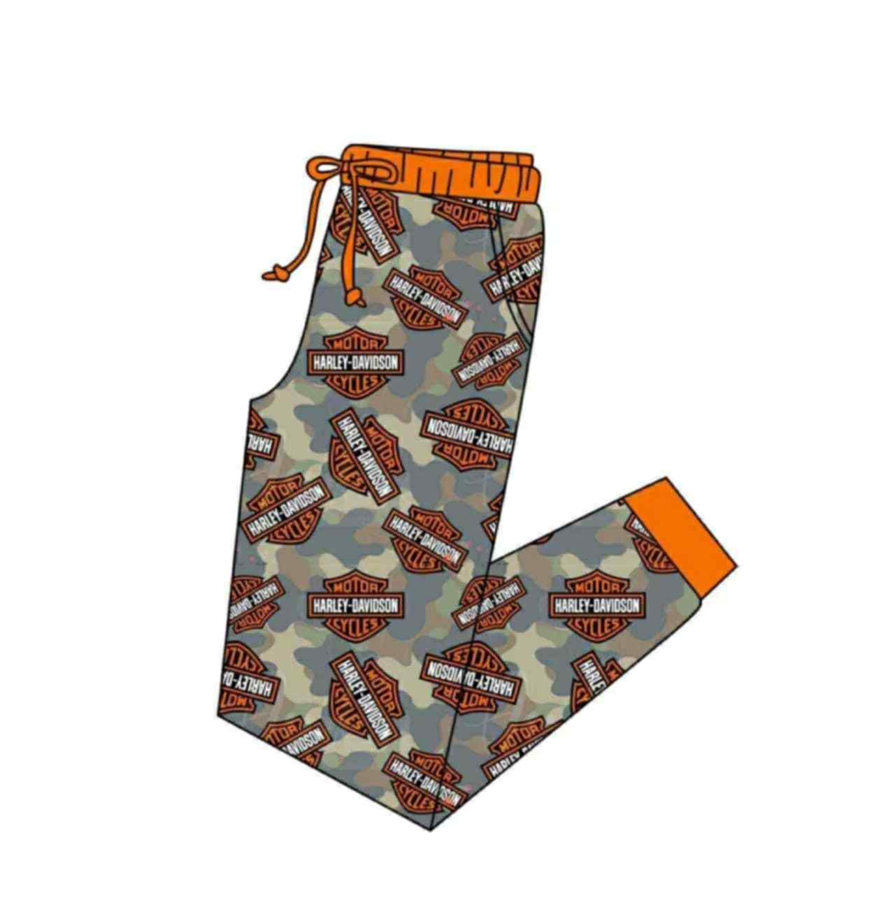 (Custom Design Preorder MOQ 5) Adult Motorcycle Camo Print Bottom Pants