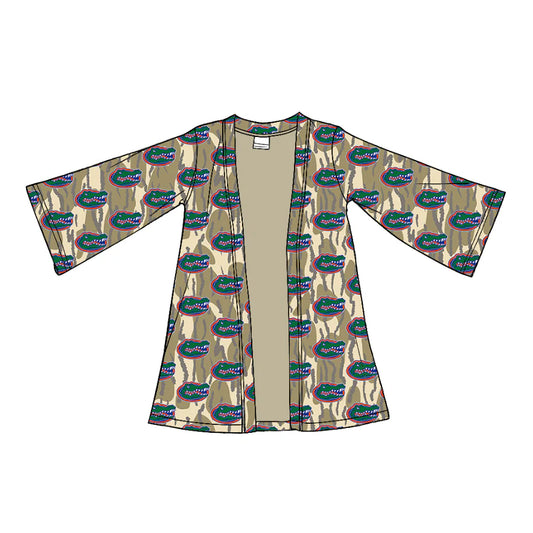 (Custom Design Preorder MOQ 5 Each Item) Team's Florida Camo Print Girls Fall Cardigan Top