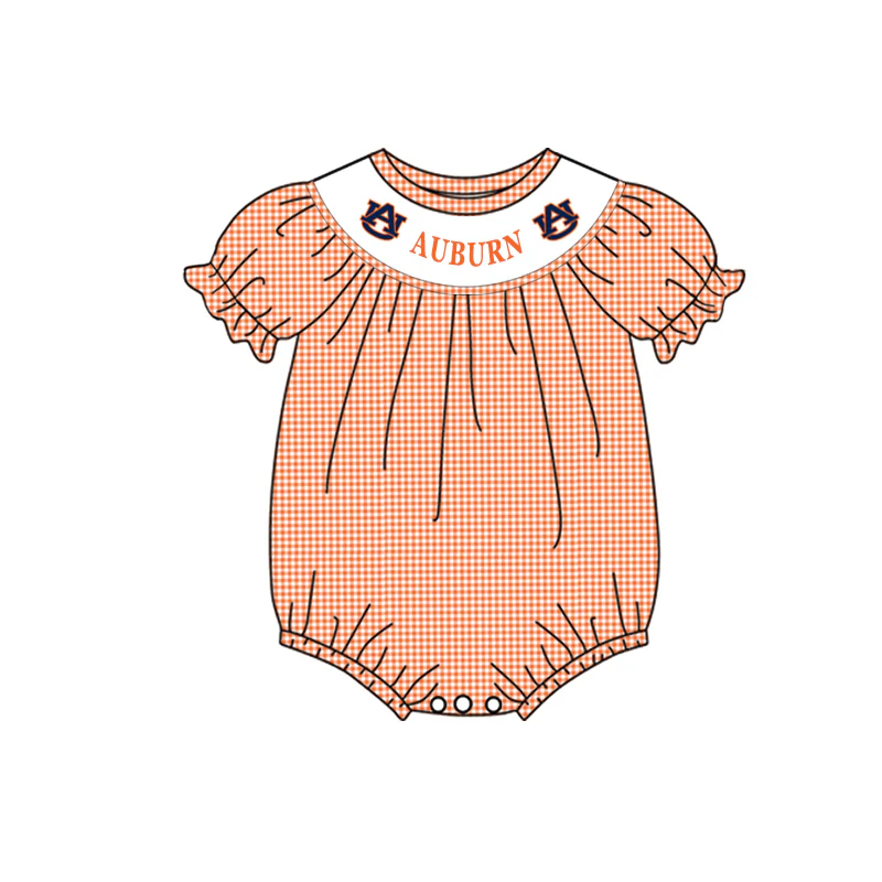 (Custom Design Preorder MOQ 5)  Team's AUBURN Print Baby Girls Romper